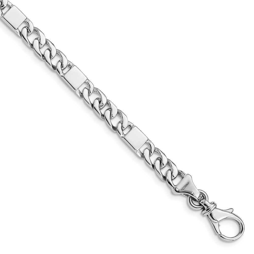 14K White Gold 5.5mm Polished Fancy Link Chain Bracelet  Length 7'' inches