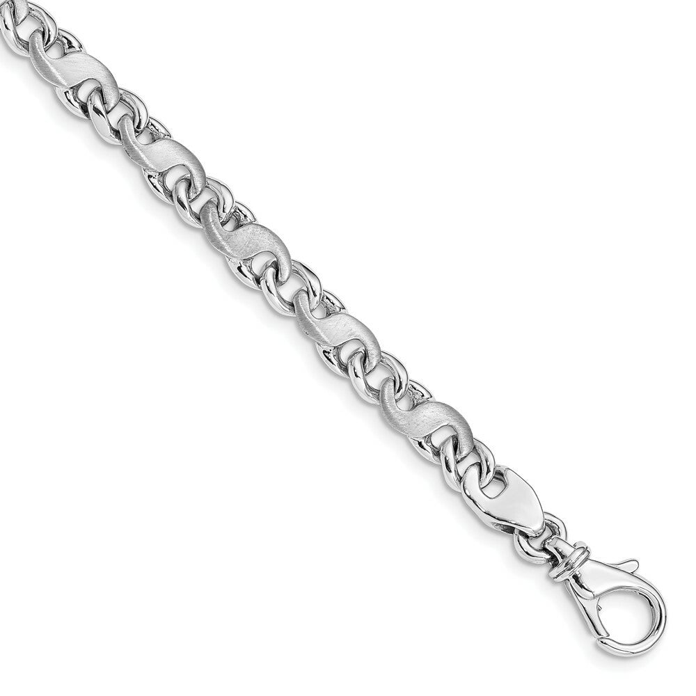 14K White Gold 6.2mm Polished Fancy Link Chain Bracelet  Length 7'' inches
