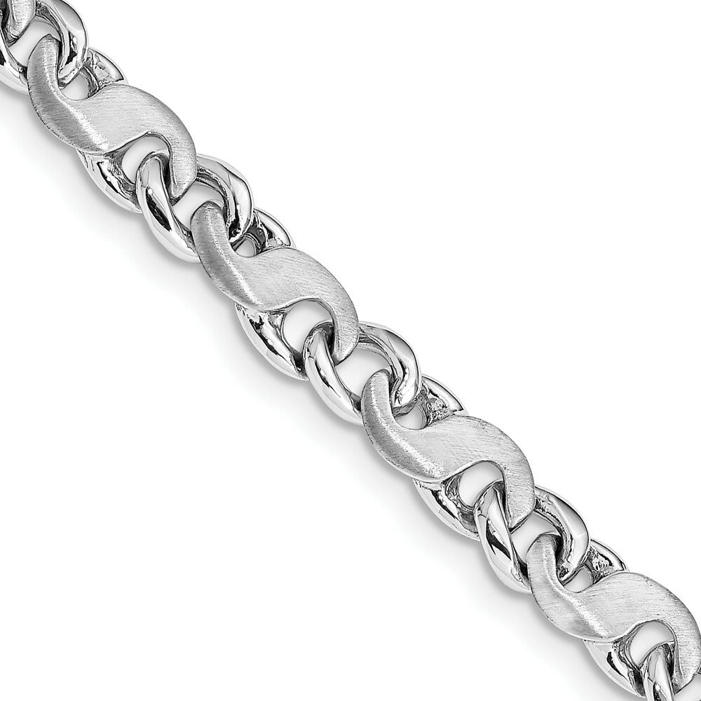 14K White Gold 6.2mm Polished Fancy Link Chain Bracelet  Length 9'' inches