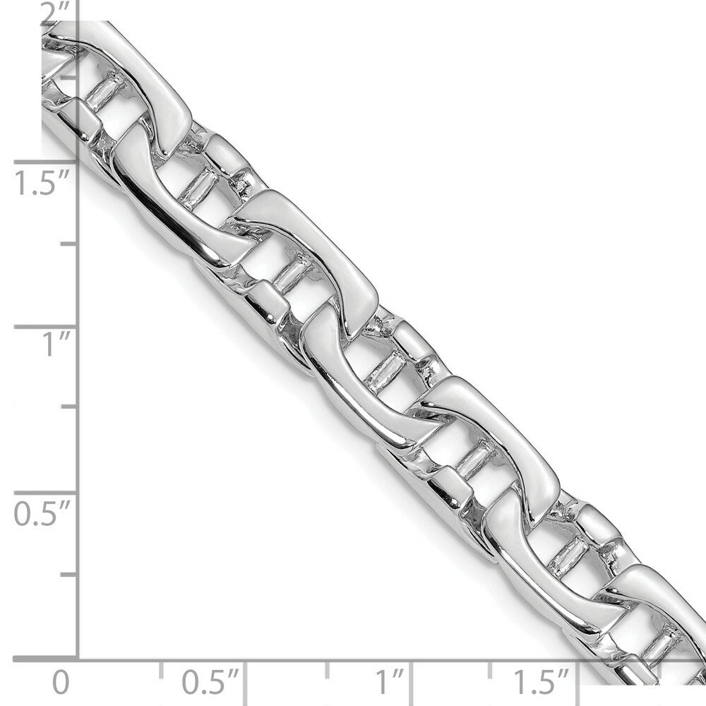 14K White Gold 8.4mm Satin & Polished Fancy Link Chain Necklace  Length 20'' inches