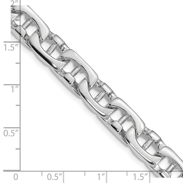 14K White Gold 8.4mm Satin & Polished Fancy Link Chain Necklace  Length 20'' inches