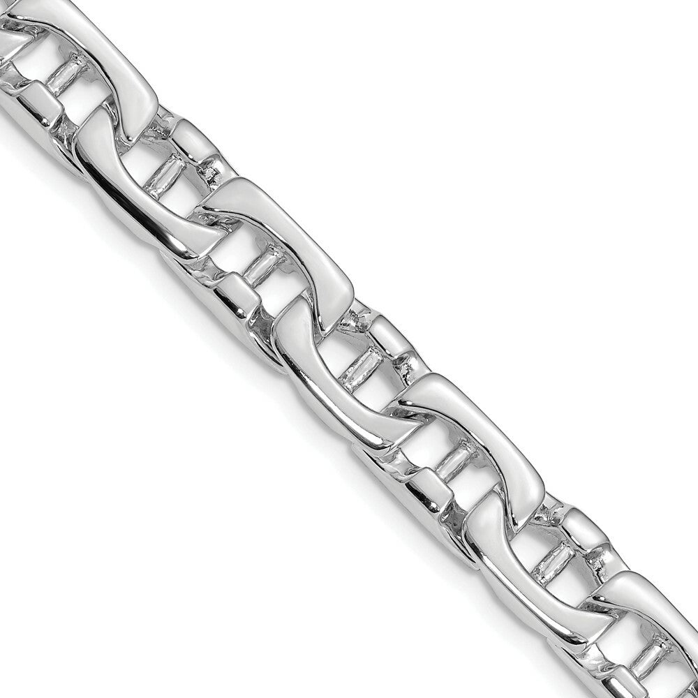 14K White Gold 8.4mm Satin & Polished Fancy Link Chain Bracelet  Length 9'' inches
