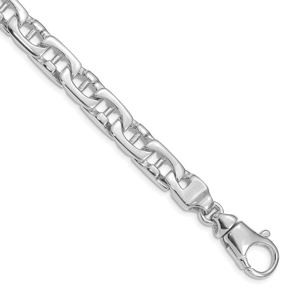 14K White Gold 8.4mm Satin & Polished Fancy Link Bracelet  Length 8.5'' inches