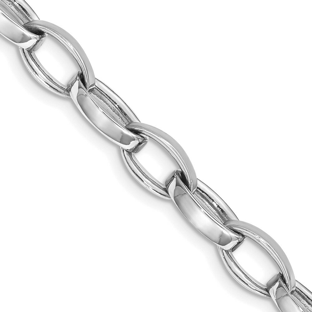 14K White Gold 6.6mm Polished Fancy Link Chain Necklace  Length 18'' inches