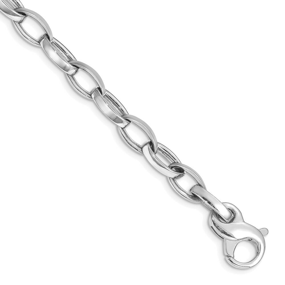 14K White Gold 6.6mm Polished and Satin Fancy Link Bracelet  Length 8.5'' inches