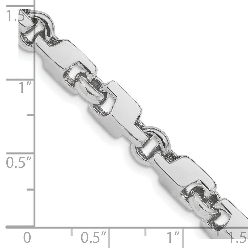 14K White Gold 6.7mm Fancy Link Chain Bracelet  Length 9'' inches