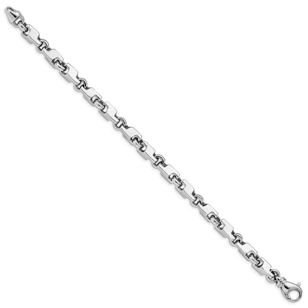 14K White Gold 6.7mm Fancy Link Bracelet  Length 8.5'' inches
