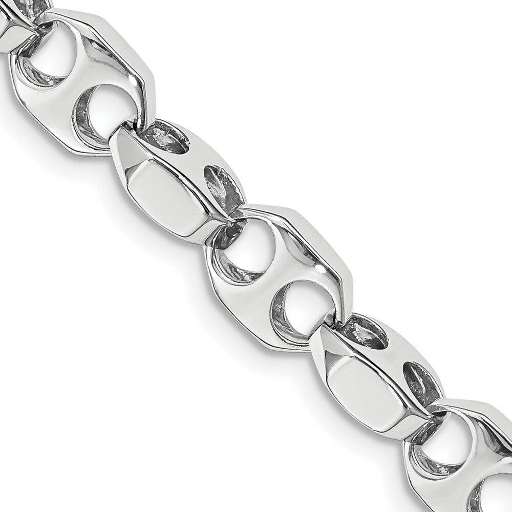 14K White Gold 6.75mm Fancy Link Chain Bracelet  Length 9'' inches