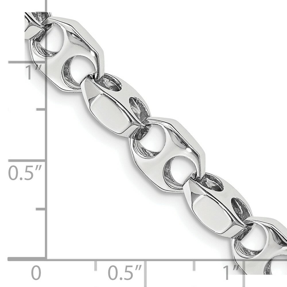 14K White Gold 6.75mm Fancy Link Chain Bracelet  Length 9'' inches