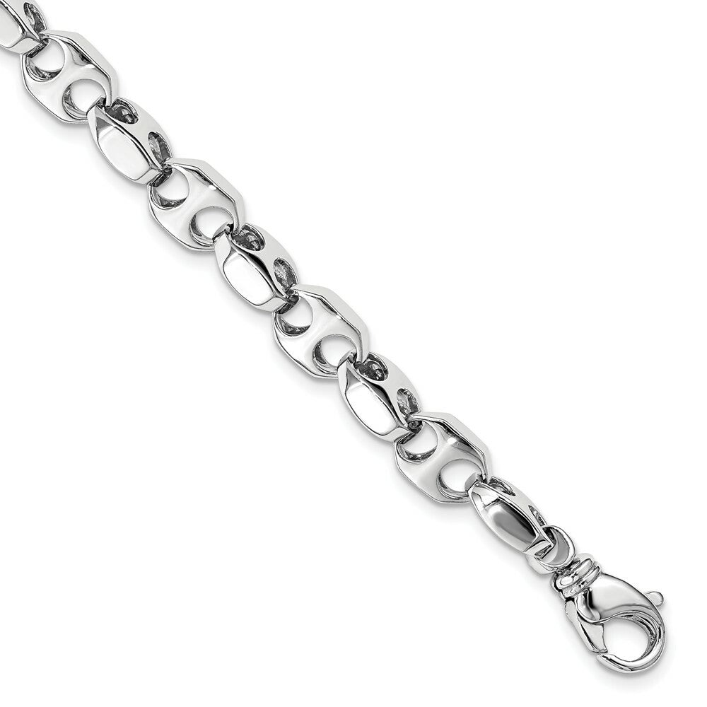 14K White Gold 6.75mm Fancy Link Bracelet  Length 8.25'' inches