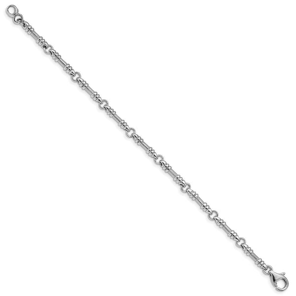 14K White Gold 3.25mm Fancy Link Chain Bracelet  Length 7'' inches