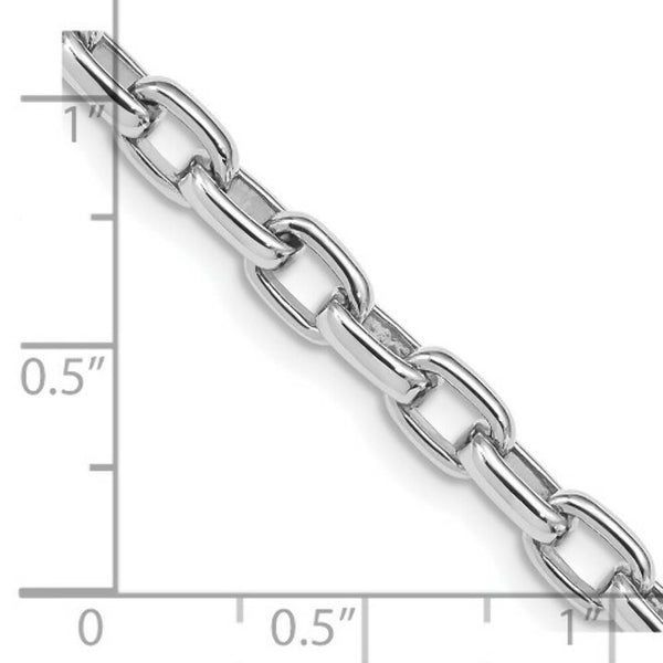 14K White Gold 5mm Fancy Link Chain Necklace  Length 24'' inches