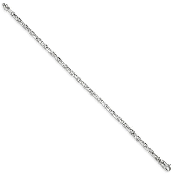 14K White Gold 3.5mm Fancy Link Chain Bracelet  Length 7.25'' inches