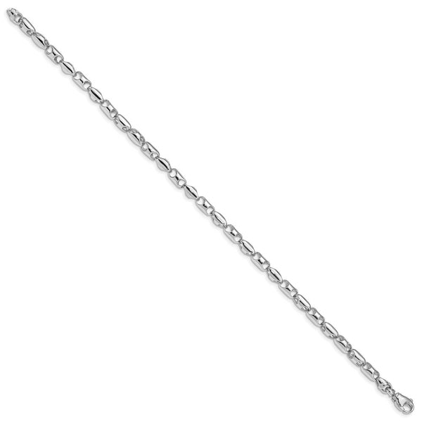 14K White Gold 3.75mm Polished Fancy Link Chain Bracelet  Length 8'' inches
