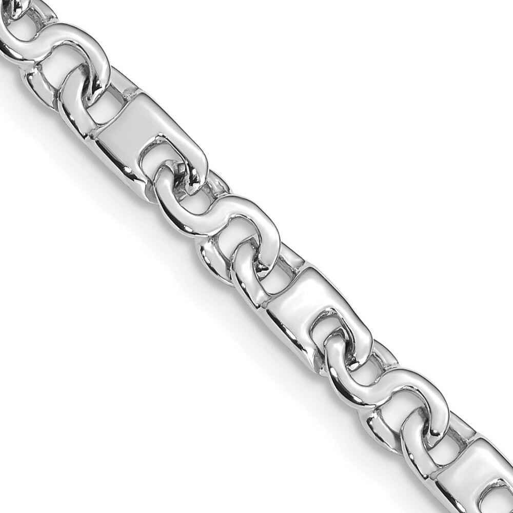 14K White Gold 4.5mm Fancy Link Chain Bracelet  Length 8'' inches