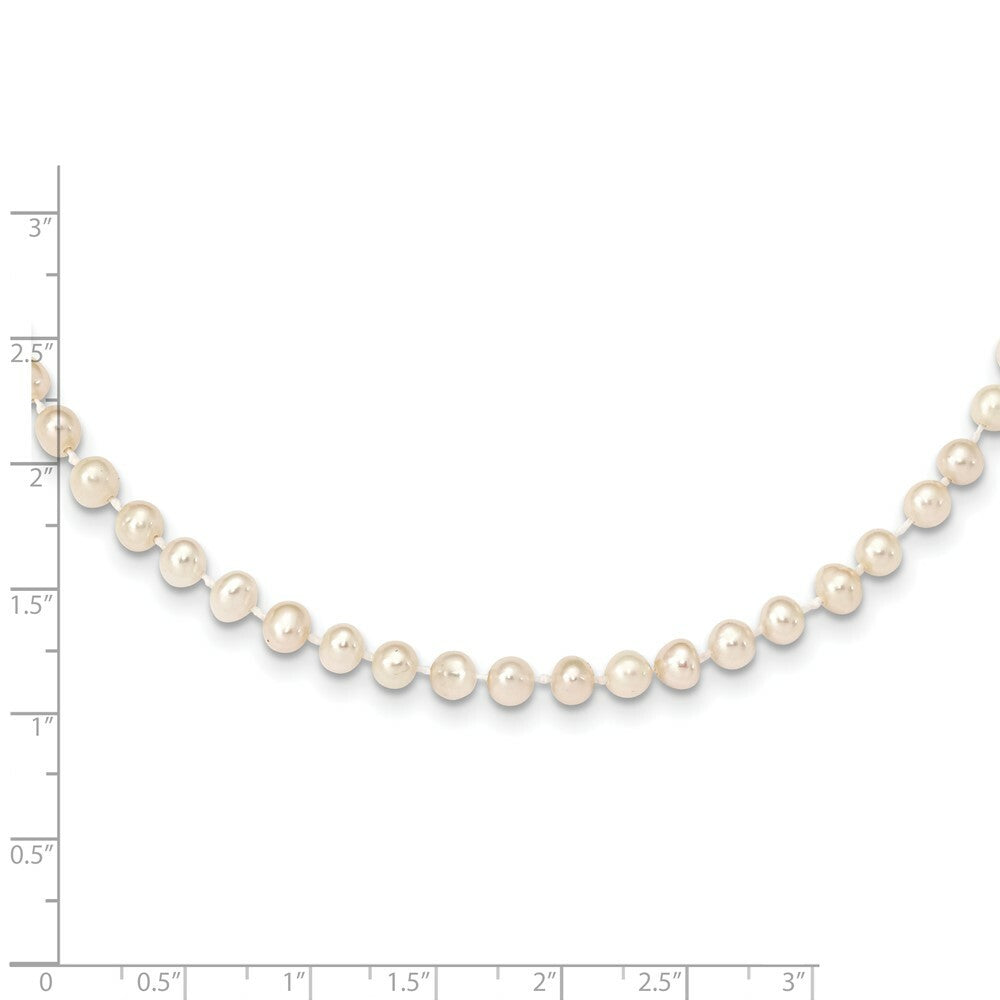 14K Yellow Gold 4-5mm White Freshwater Cultured Near Round Pearl Necklace  length: 16 inches
