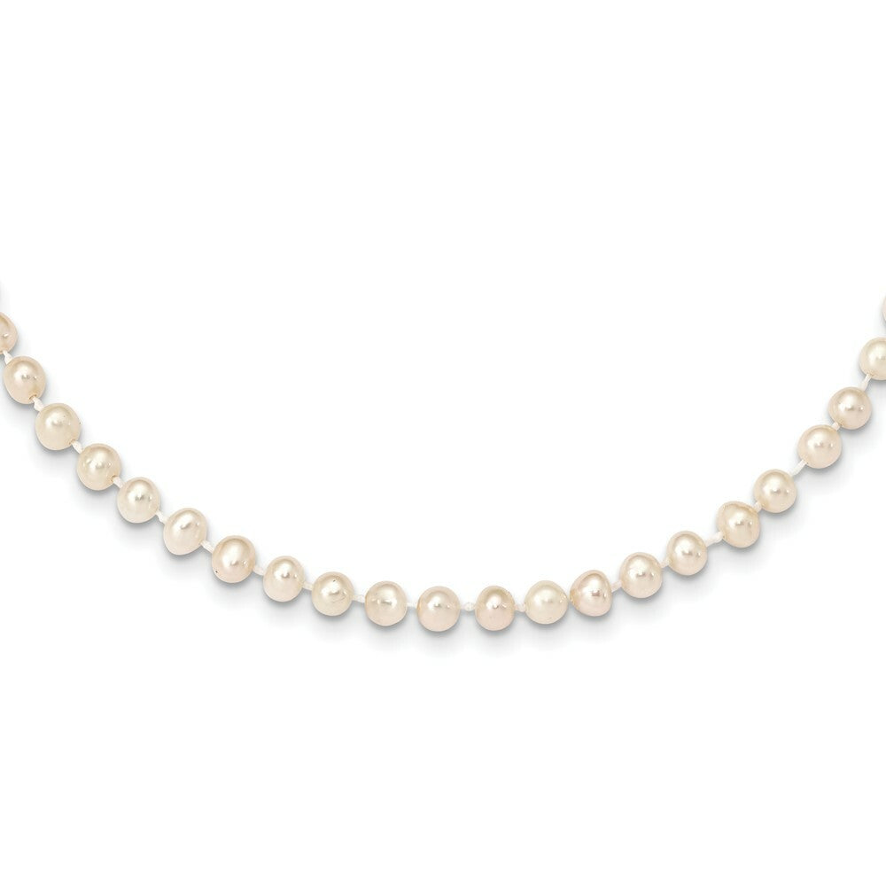 14K Yellow Gold 4-5mm White Freshwater Cultured Near Round Pearl Necklace  length: 16 inches