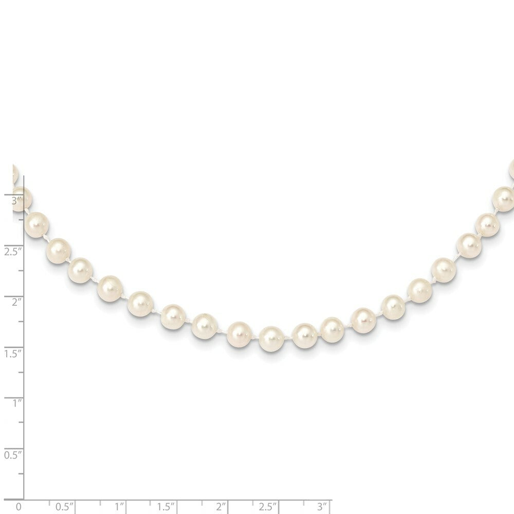 14K Yellow Gold 5-6mm White Freshwater Cultured Near Round Pearl Necklace  length: 16 inches