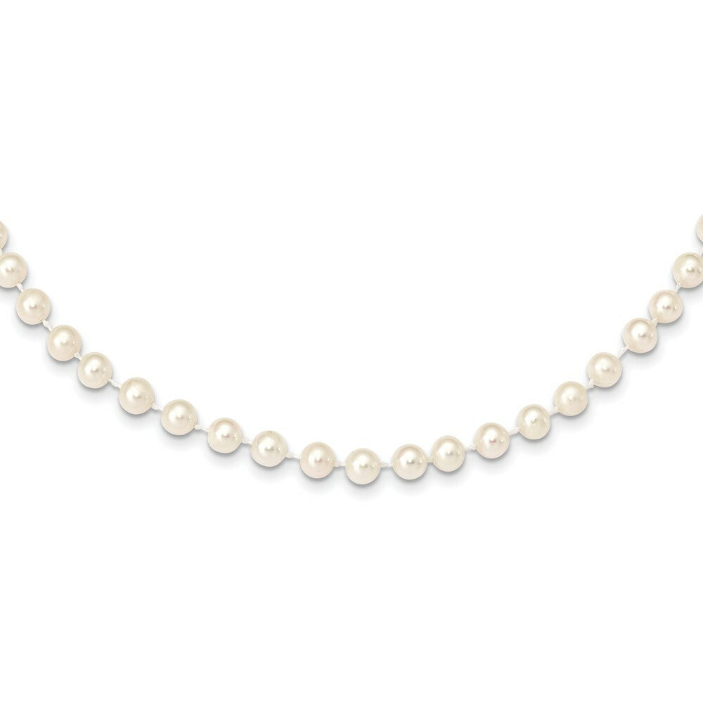 14K Yellow Gold 5-6mm White Freshwater Cultured Near Round Pearl Necklace  length: 16 inches