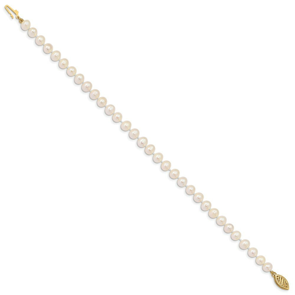 7.5" Length Bracelet 14K 5-6mm White FW Cultured Near Round Pearl Bracelet