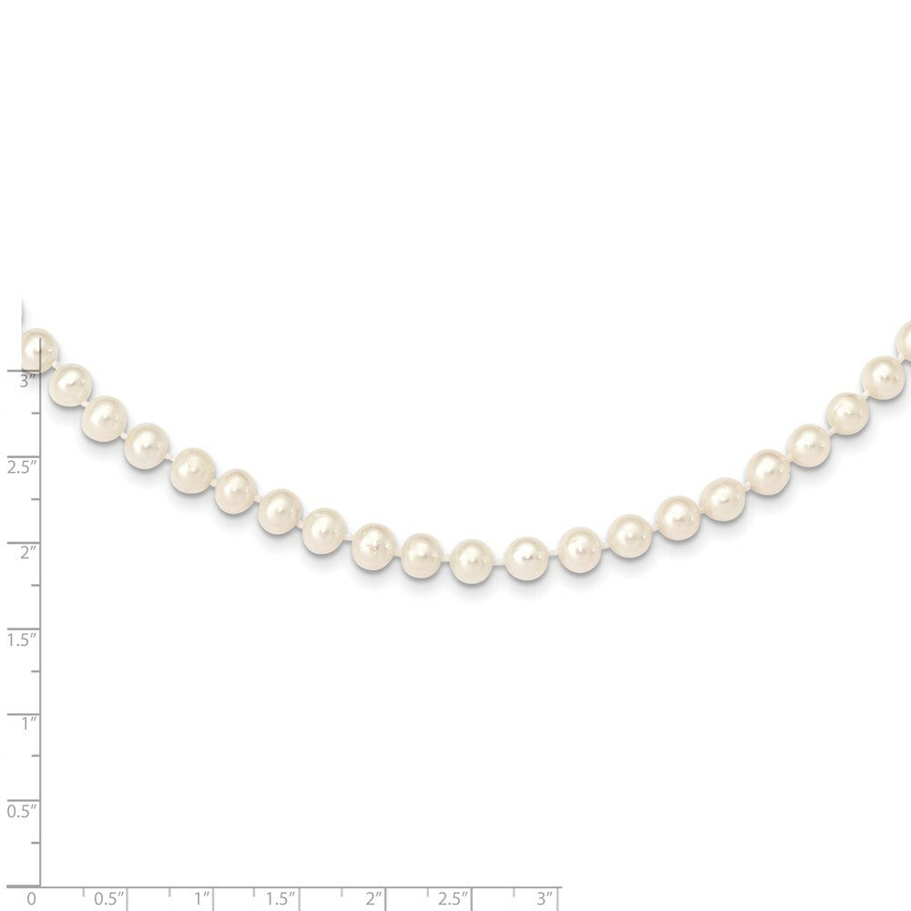 14K Yellow Gold 6-7mm White Freshwater Cultured Near Round Pearl Necklace  length: 16 inches