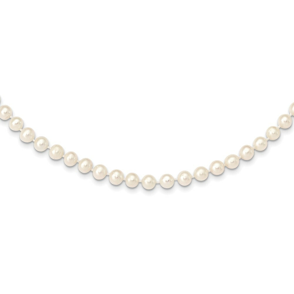 14K Yellow Gold 6-7mm White Freshwater Cultured Near Round Pearl Necklace  length: 16 inches