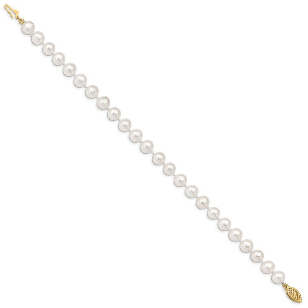7.5" Length Bracelet 14K 6-7mm White FW Cultured Near Round Pearl Bracelet