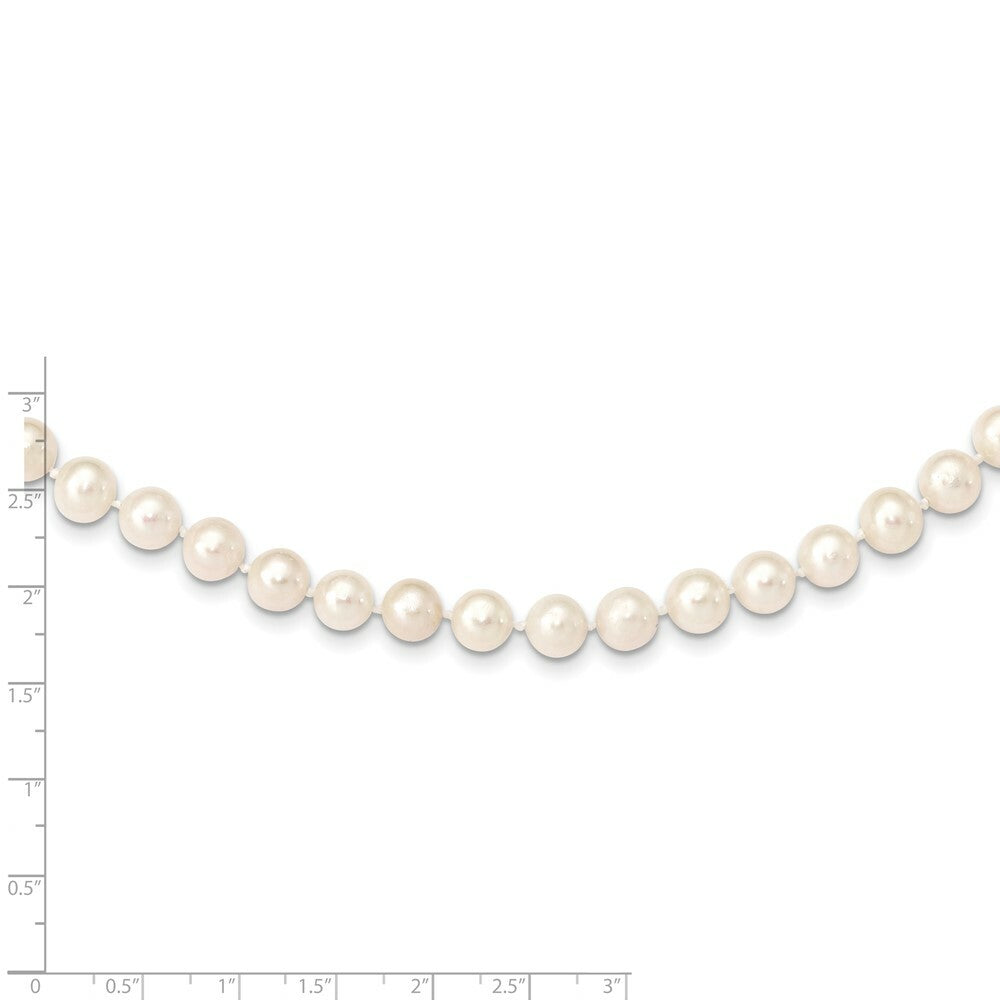 14K Yellow Gold 7-8mm White Freshwater Cultured Near Round Pearl Necklace  length: 16 inches