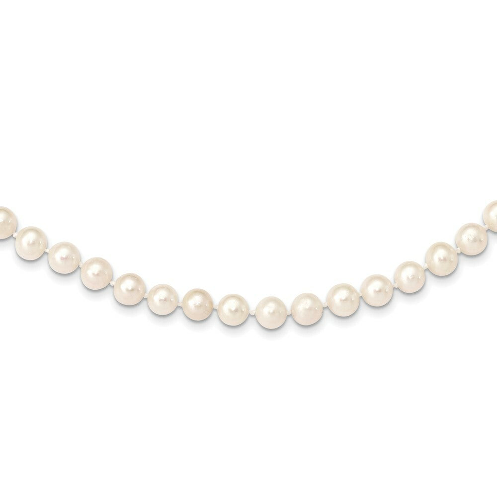 14K Yellow Gold 7-8mm White Freshwater Cultured Near Round Pearl Necklace  length: 16 inches