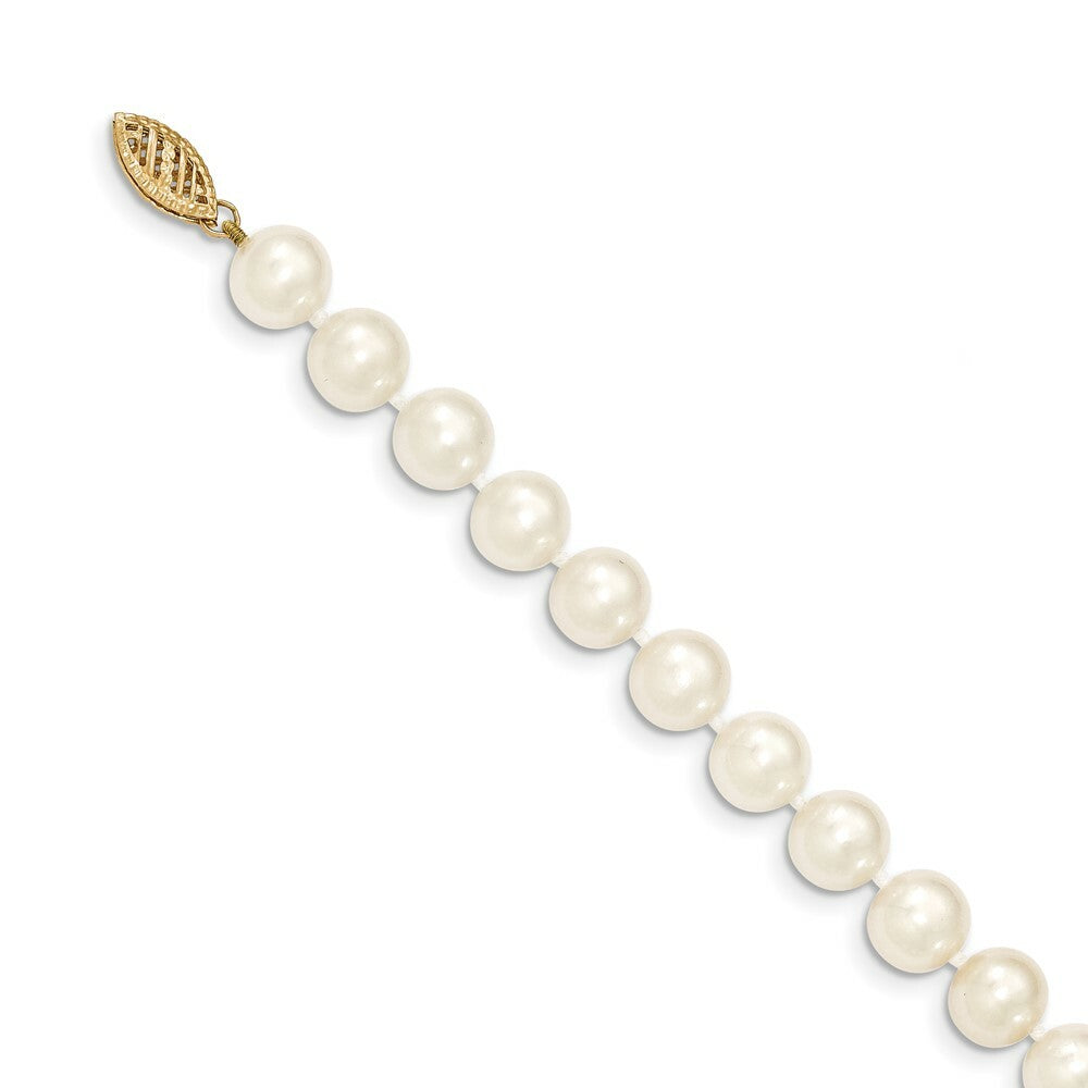 14K Yellow Gold 8-9mm White Near Round Freshwater Cultured Pearl Necklace  length: 16 inches