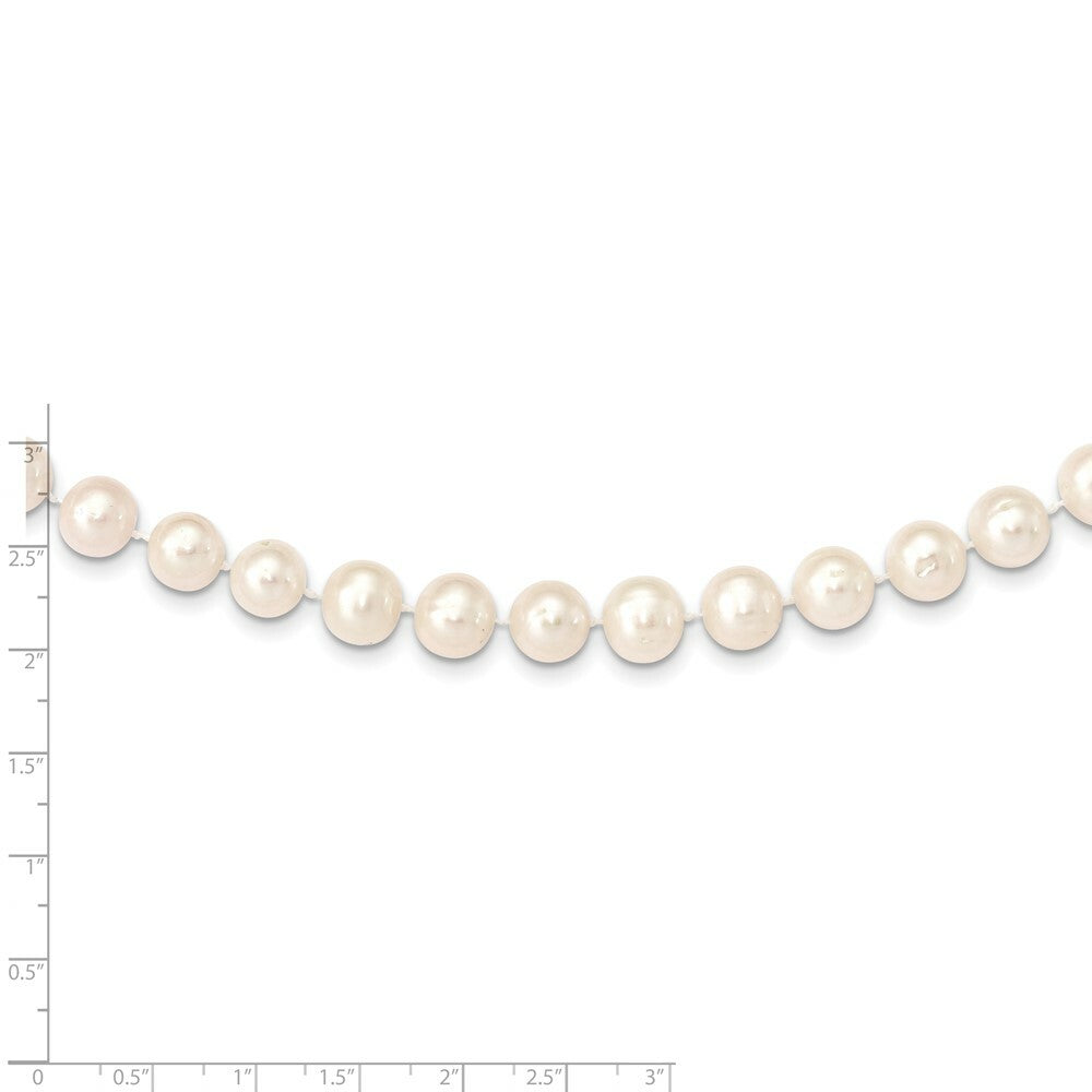 14K Yellow Gold 9-10mm White Near Round Freshwater Cultured Pearl Necklace  length: 16 inches