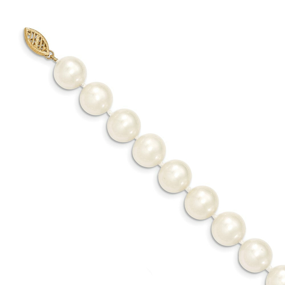 14K Yellow Gold 10-11mm White Near Round Freshwater Cultured Pearl Necklace  length: 16 inches
