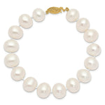 Load image into Gallery viewer, 14K Yellow Gold 11-12mm White Near Round Freshwater Cultured Pearl Bracelet  length: 7.5 inches
