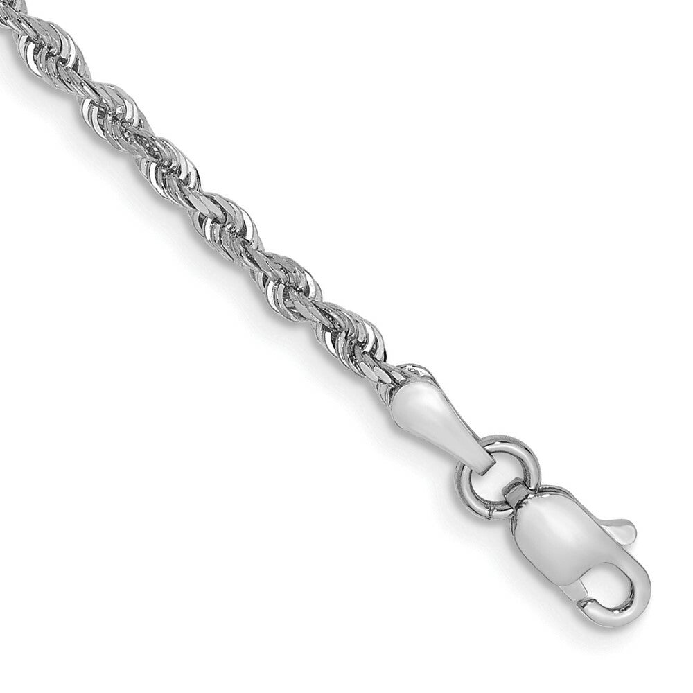 14k White Gold 2.25mm Diamond-cut Quadruple Rope Chain  length: 9 inches