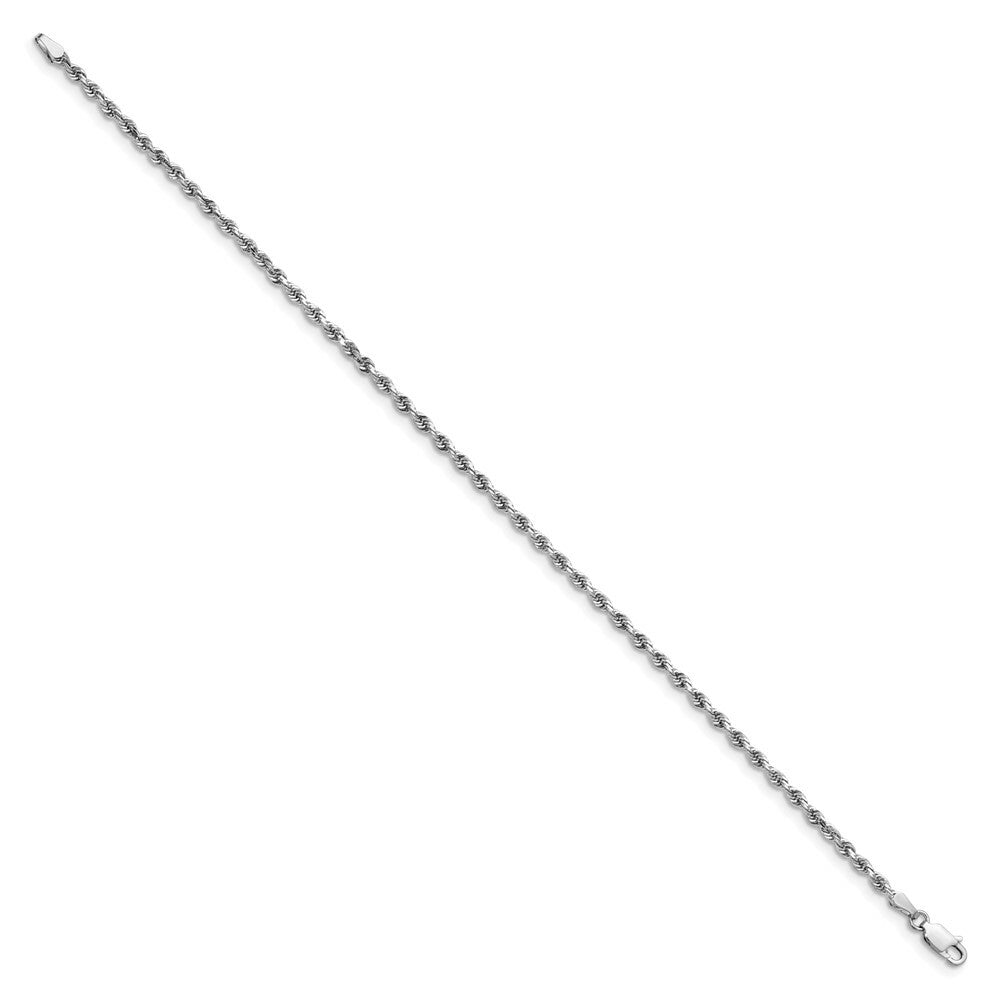 14k White Gold 2.75mm Diamond-cut Quadruple Rope Chain  length: 9 inches
