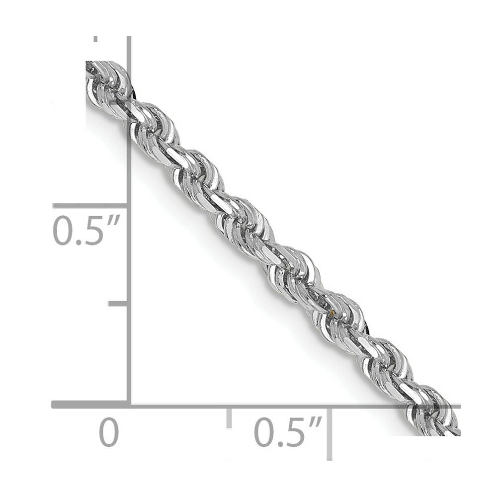 14k White Gold 3mm Diamond-cut Quadruple Rope Chain  length: 18 inches