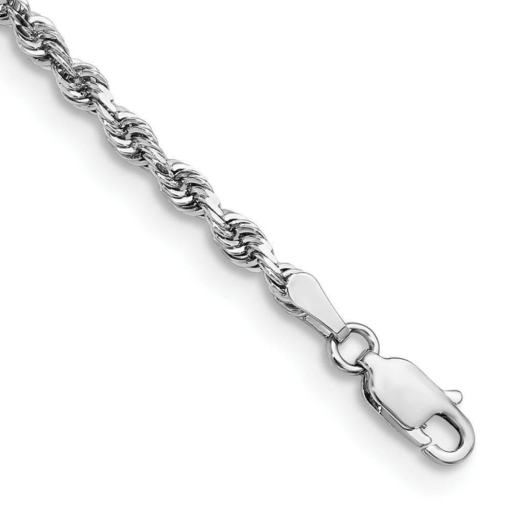 14k White Gold 3mm Diamond-cut Quadruple Rope Chain  length: 8 inches