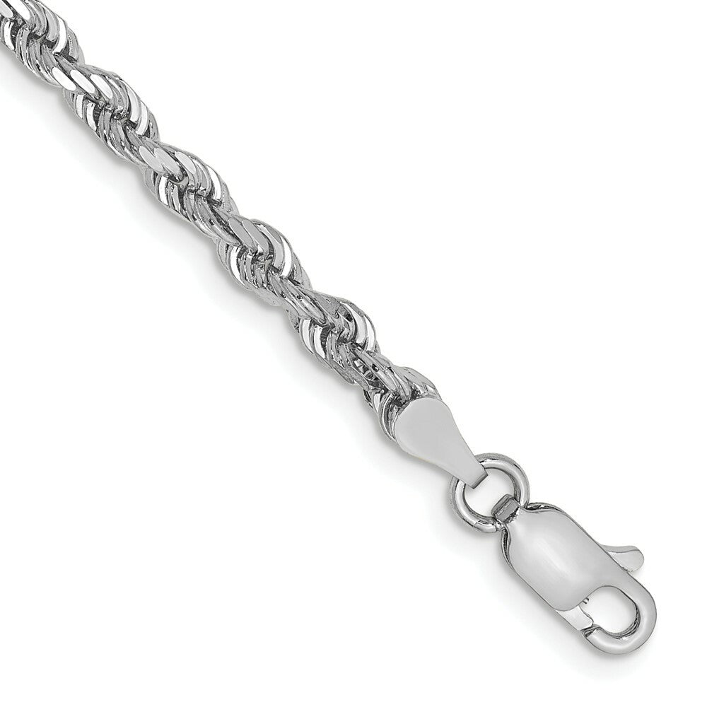 14k White Gold 3.35mm Diamond-cut Quadruple Rope Chain Bracelet  length: 7 inches