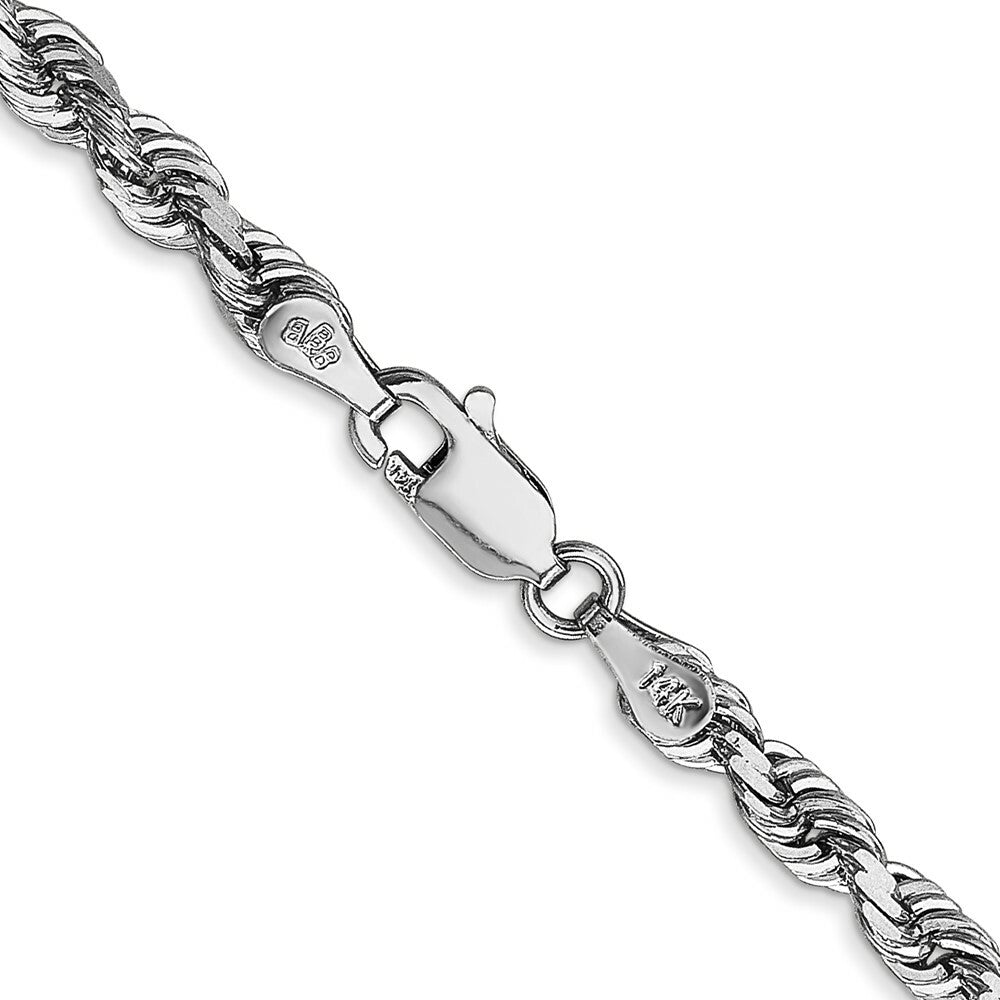 14k White Gold 4mm Diamond-cut Quadruple Rope Chain  length: 20 inches