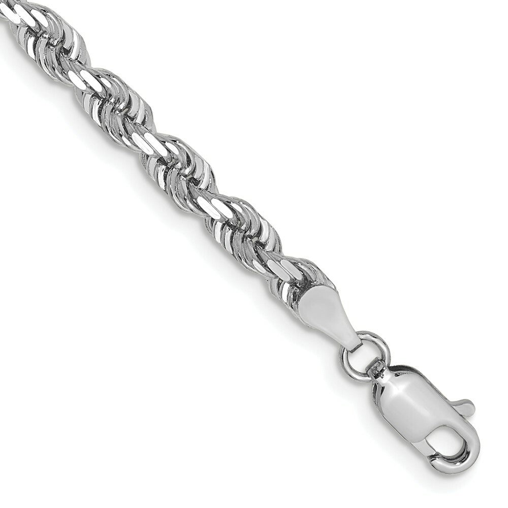 14k White Gold 4mm Diamond-cut Quadruple Rope Chain  length: 8 inches