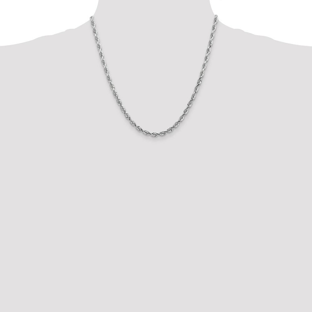 14k White Gold 4.5mm Diamond-cut Quadruple Rope Chain  length: 20 inches