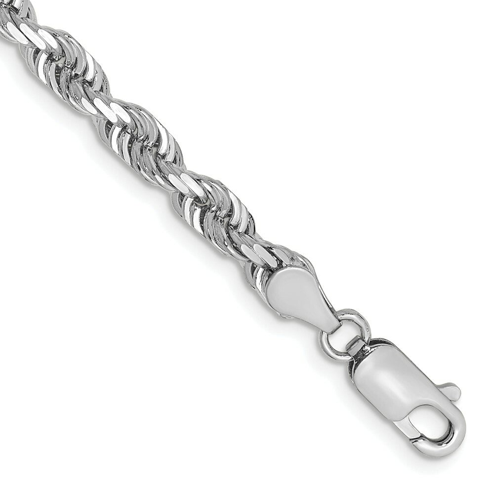 14k White Gold 4.5mm Diamond-cut Quadruple Rope Chain  length: 8 inches