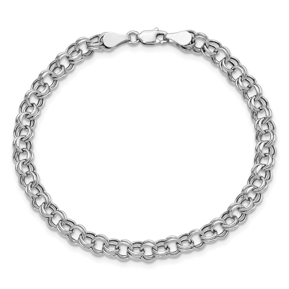 8.25" Length Bracelet 14K White Gold Lite 5mm Double Link Charm Bracelet