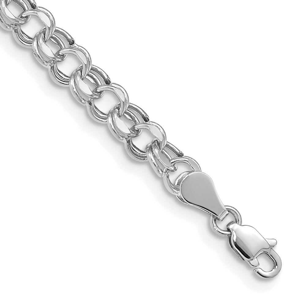 8.25" Length Bracelet 14K White Gold Lite 5mm Double Link Charm Bracelet