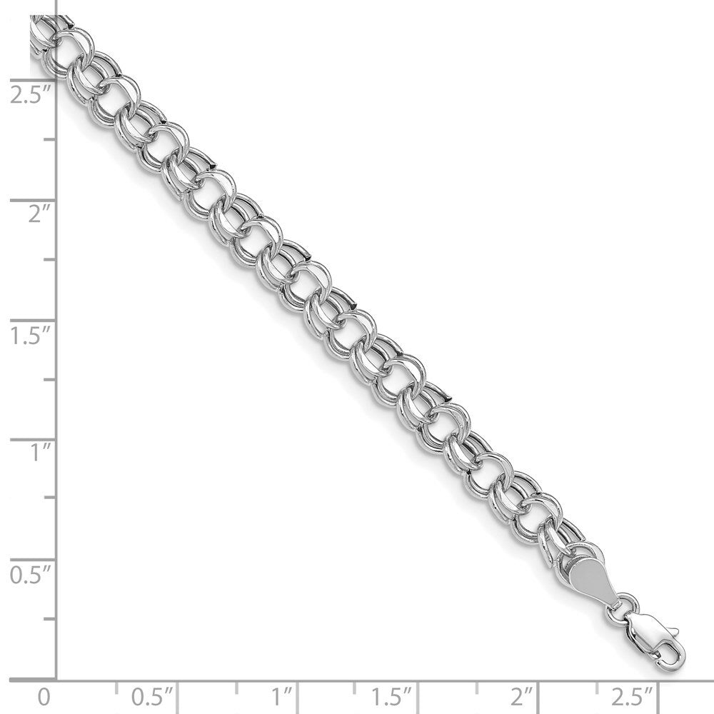 7.25" Length Bracelet 14K White Gold Lite 5.5mm Double Link Charm Bracelet
