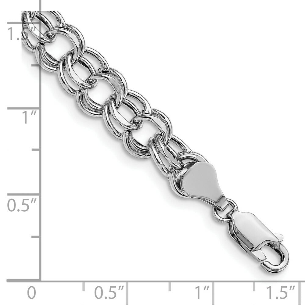 8.25" Length Bracelet 14K White Gold Lite 7.5mm Double Link Charm Bracelet