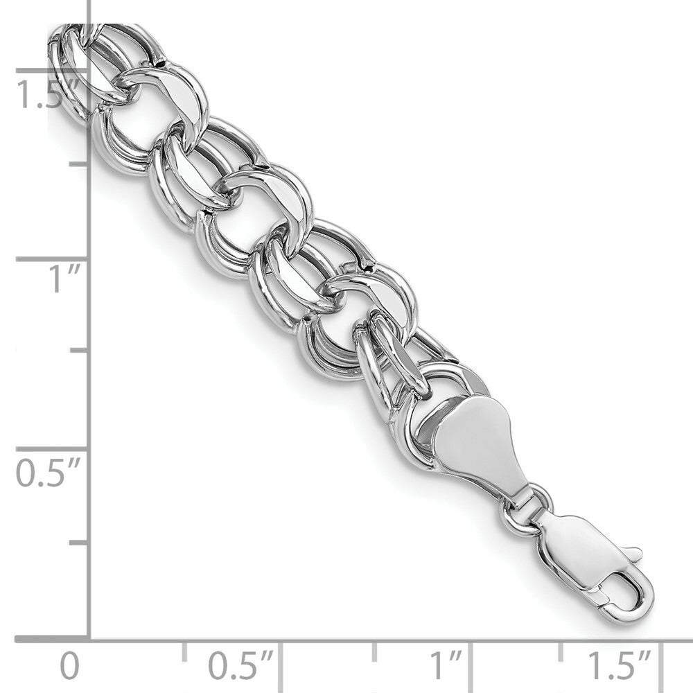 7.25" Length Bracelet 14K White Gold Lite 8mm Double Link Charm Bracele