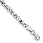 Load image into Gallery viewer, 14K White Gold Polished Heart &amp; X Bracelet  Length 7'' inches
