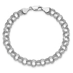 Load image into Gallery viewer, 7.25" Length Bracelet 14K White Gold Lite 7mm Triple Link Charm Bracelet
