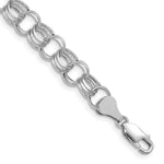 Load image into Gallery viewer, 8.25" Length Bracelet 14K White Gold Lite 8mm Triple Link Charm Bracelet
